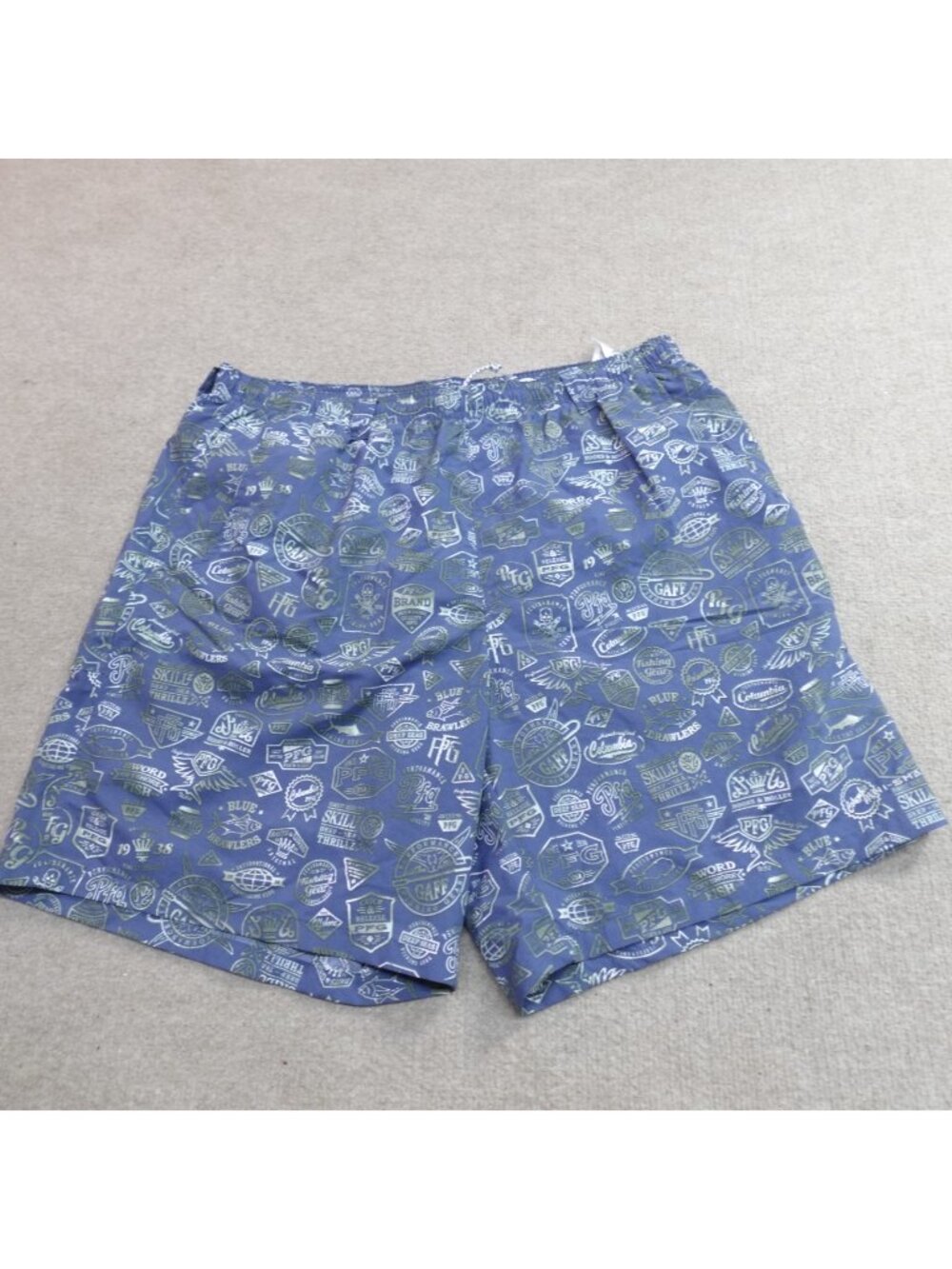 Columbia PFG Swim Shorts Large Blue All Over Print Lined 7" in